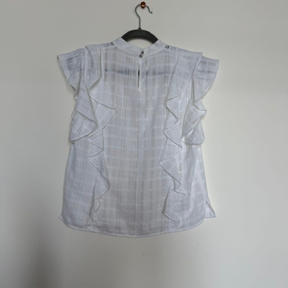 Veronica Beard Sol White Cotton Lace Ruffle Blouse Top | Size S |$295 Designer - Picture 9 of 10